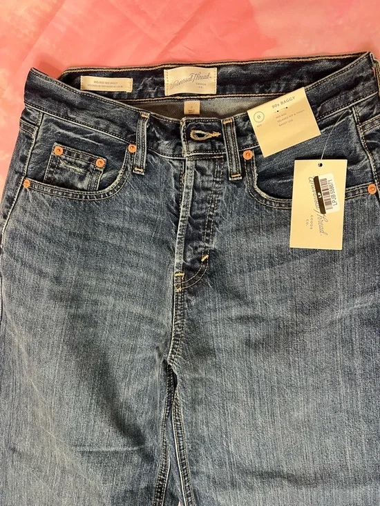 NWT Women's Mid-Rise 90's Baggy Denim Jeans Universal Thread Vintage Dark Wash 0 - Picture 4 of 9